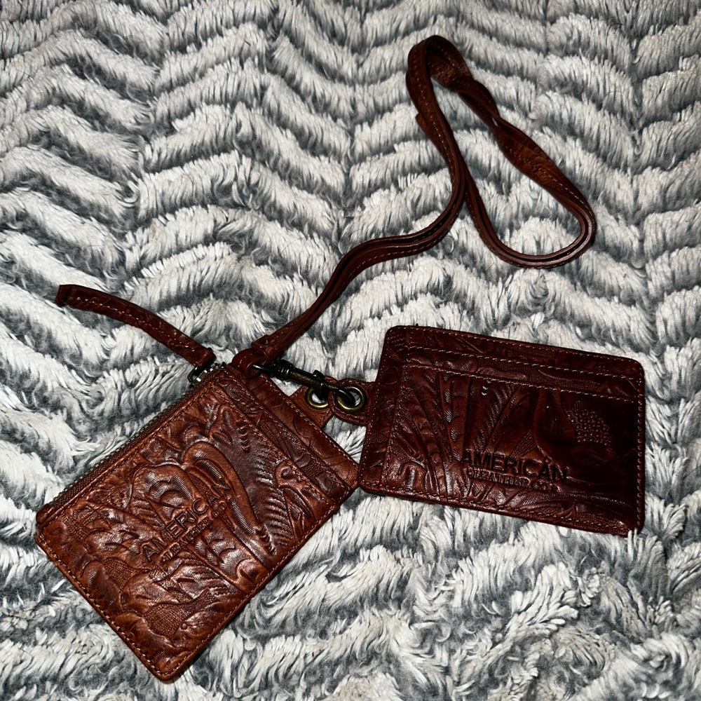 American leather company lanyard ID/card holder